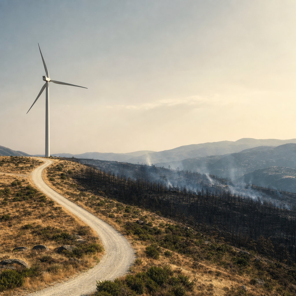 Parques eólicos, aliados contra incendios en Galicia bloqueada