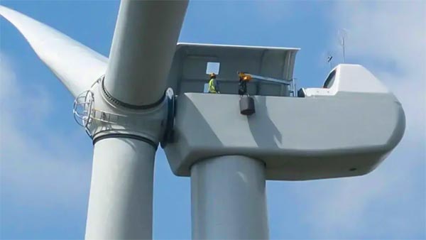 Nacelle y palas de un aerogenerador