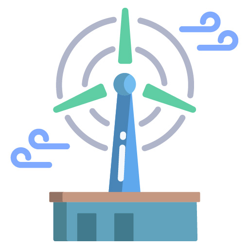 Icono que representa las instalaciones de un aerogenerador en tierra firme